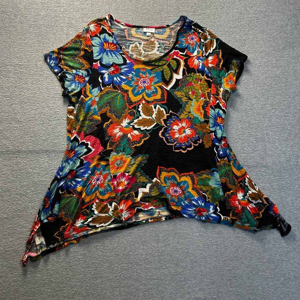 Avenue Tunic Top Women 18/20 Multicolor Floral Print Plus Size Boho Asymmetrical